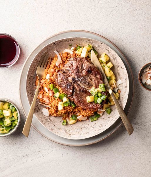 Photo of Caribbean Lamb Chop & Spicy Jollof Rice