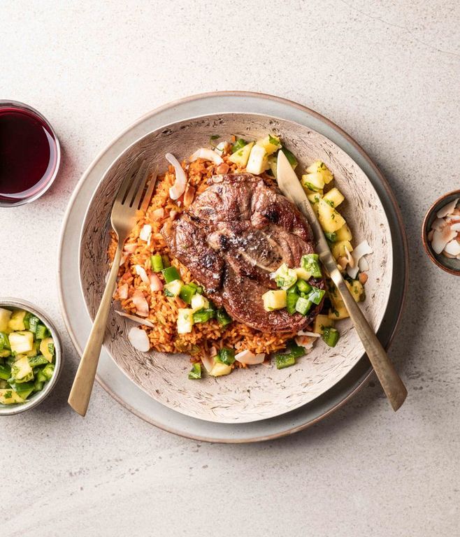 Photo of Caribbean Lamb Chop & Spicy Jollof Rice