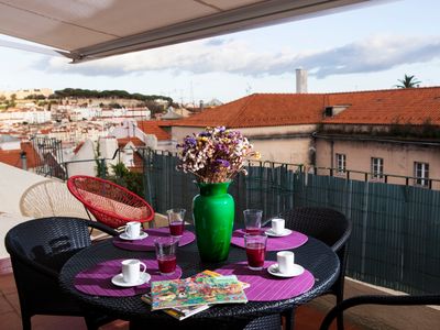 Terrace view to the Castle in Chiado