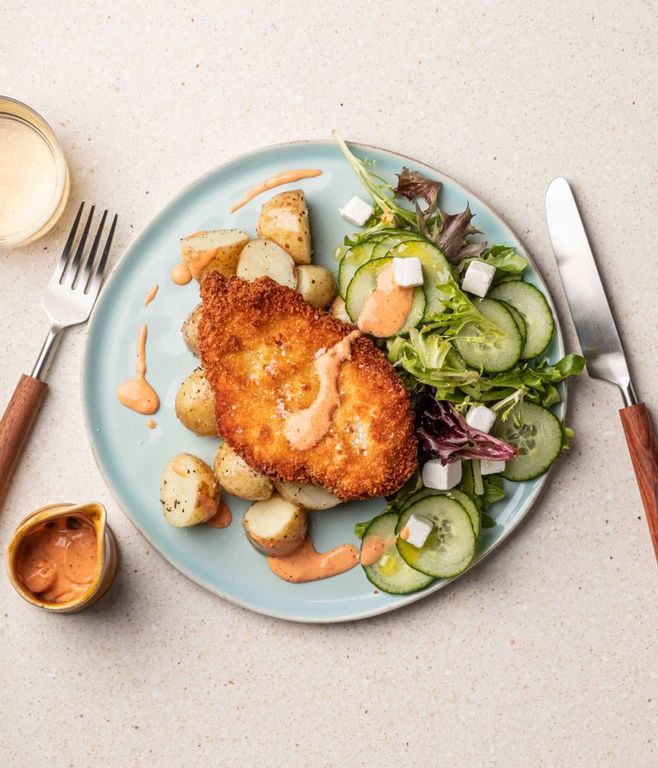 Photo of Crumbed Chicken & Red Pepper Dressing