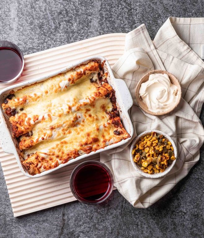 Photo of Cheese-crusted Beef Enchiladas