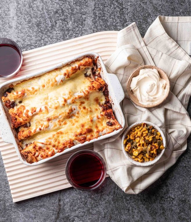 Photo of Cheese-crusted Ostrich Enchiladas