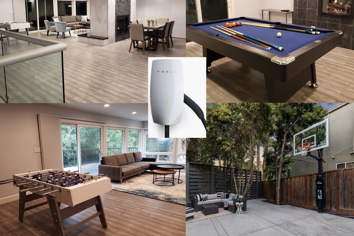 Tesla EV Charger Basketball Pool Table Hot Tub Spa