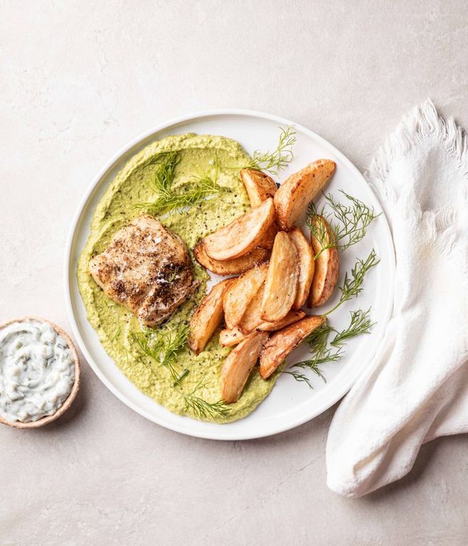 Photo of Crispy Hake & Pea Purée