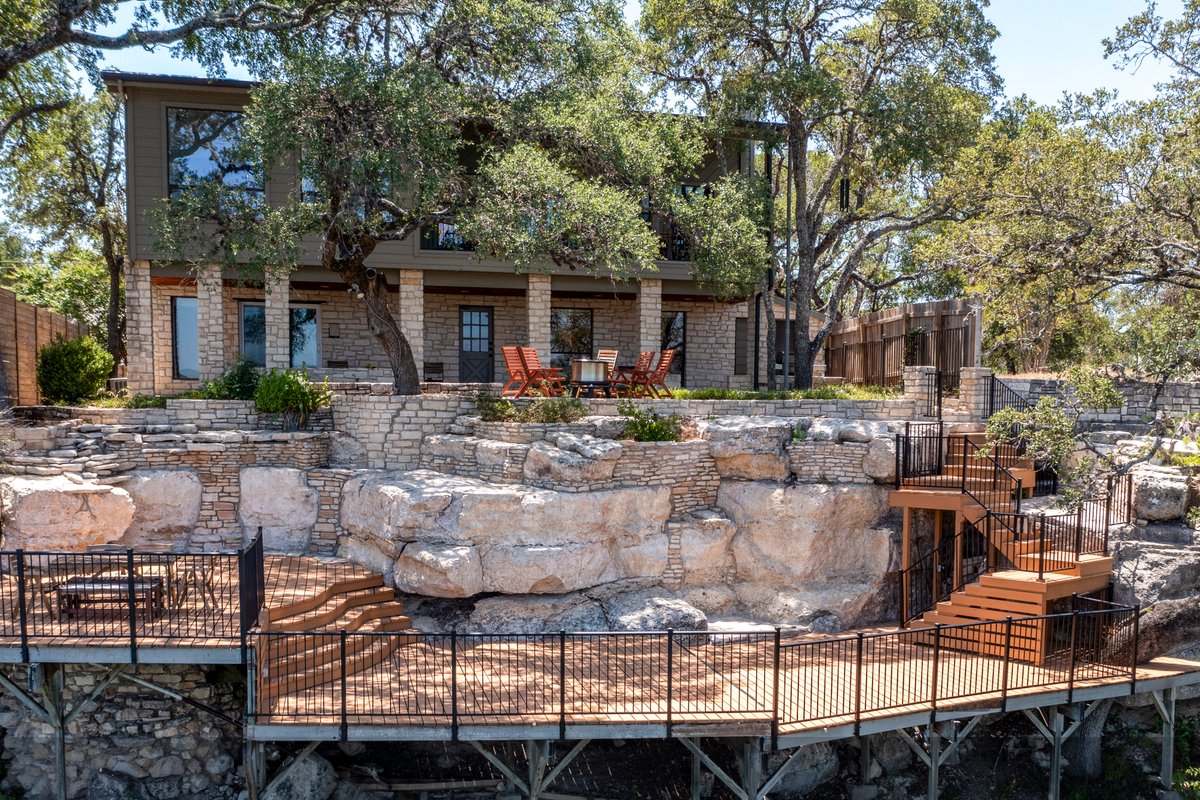Panoramic views of Lake Austin high in the hills
