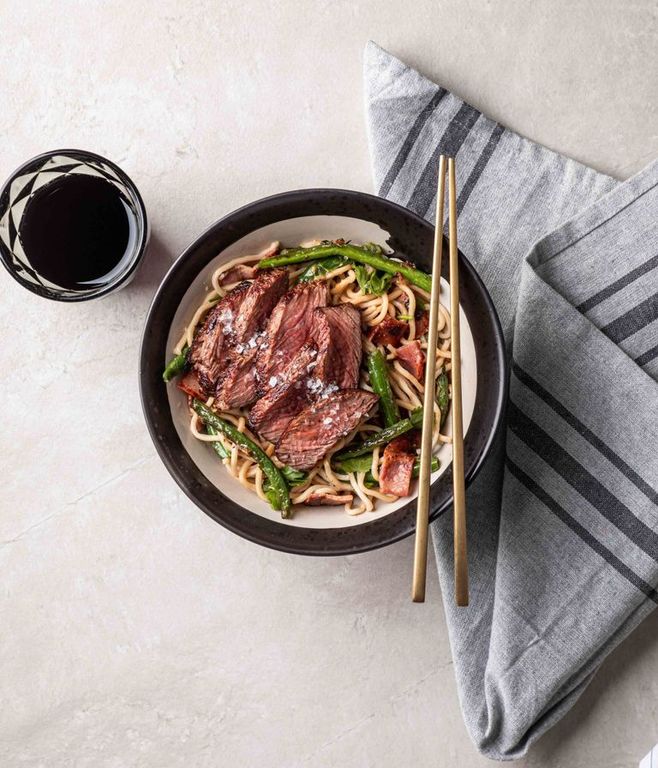 Photo of Miso Herby Noodles & Ostrich Steak