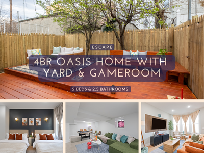 Modern 4BR w/ Yard+Gameroom|PATH+Bus Access to NYC