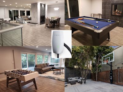 Tesla EV Charger Basketball Pool Table Hot Tub Spa