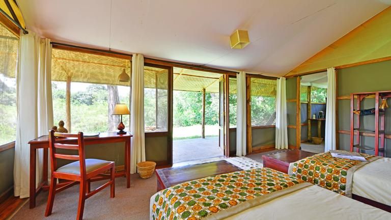Ishasha Wilderness Camp Framed Canvas, Luxury Tents