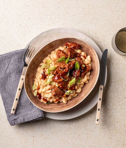Photo of Glazed Pork Belly & Cheesy Mac