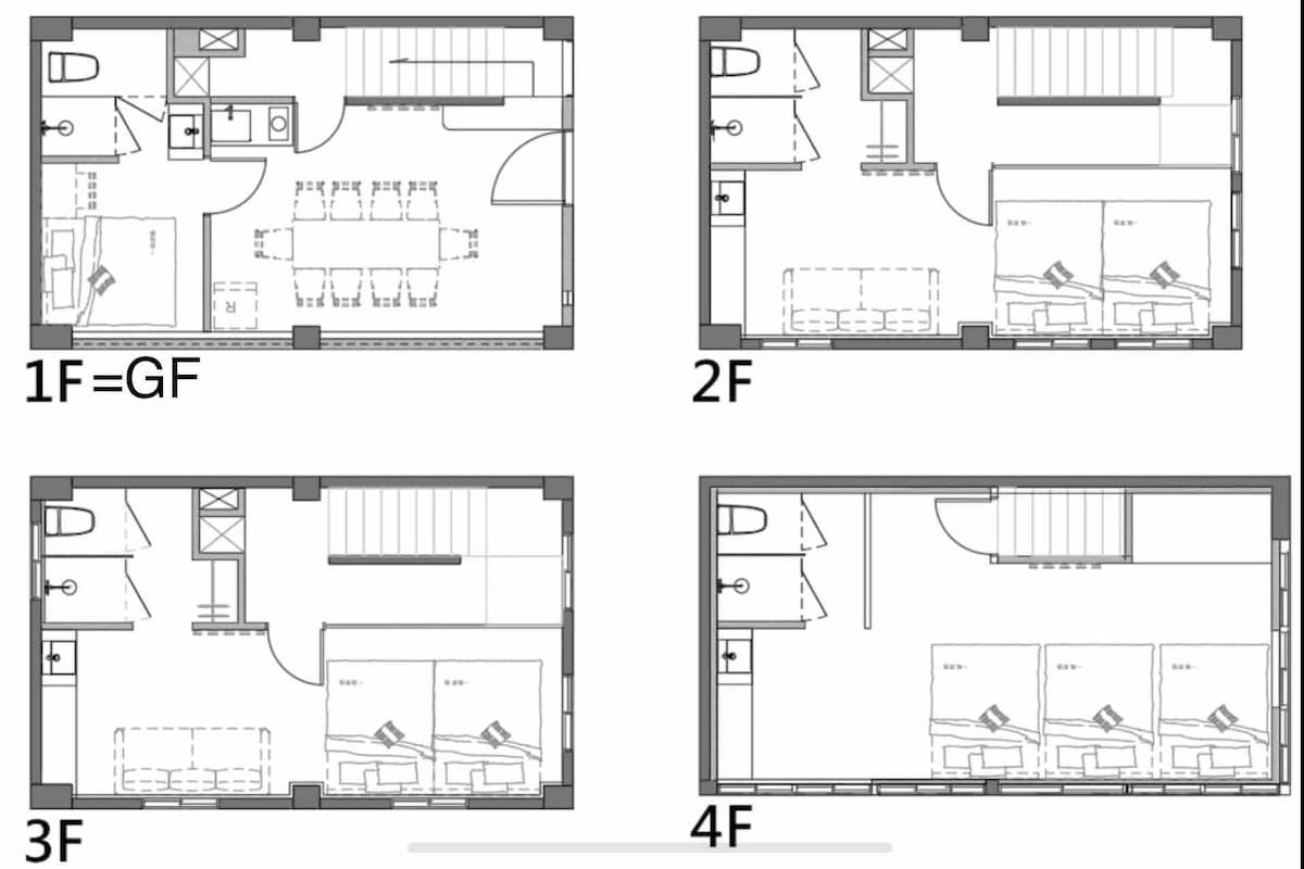 西門町步行1min/彈性退房(請提出申請)/4間獨立衛浴/6~16人團體 gallery image 3