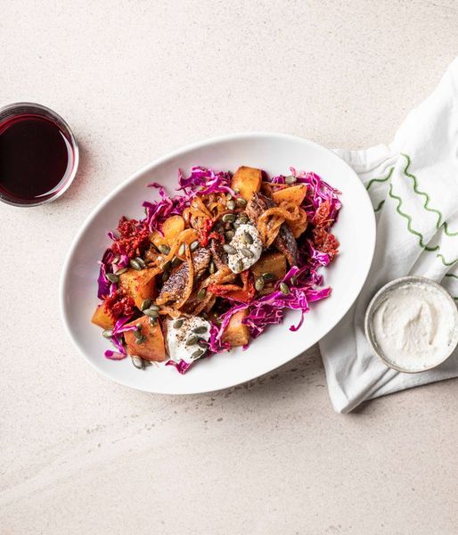 Photo of One Pan Ostrich & Sweet Potato